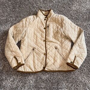 Lauren Ralph Lauren Jacket Womens Large Beige Hunting Chore Barn Coat Quilted